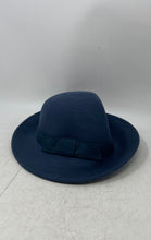 Load image into Gallery viewer, Christian Siriano New York Womens Blue Wool Felt Wide Brim Fedora Hat
