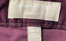 Load image into Gallery viewer, Banana Republic Womens Purple Corduroy High-Rise Skinny Fit Ankle Pants Sz 26/2
