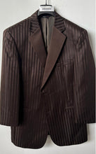 Load image into Gallery viewer, Fubu Mens Brown Striped Long Sleeve Single-Breasted Two-Button Blazer Size 44L

