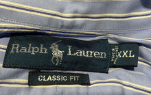 Load image into Gallery viewer, Ralph Lauren Mens Blue Striped Long Sleeve Classic Fit Button-Up Shirt Size XXL
