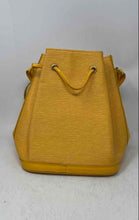 Load image into Gallery viewer, Melange 1942 Womens Yellow Textured Faux Leather Bucket &amp; Drawstring Purse
