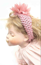 Load image into Gallery viewer, Blonde Curly Hair Closed Eyes Porcelain Doll In Removable Pink Dress
