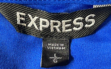 Load image into Gallery viewer, Express Womens Blue V-Neck Long Sleeve Collarless Pullover Blouson Dress Size L
