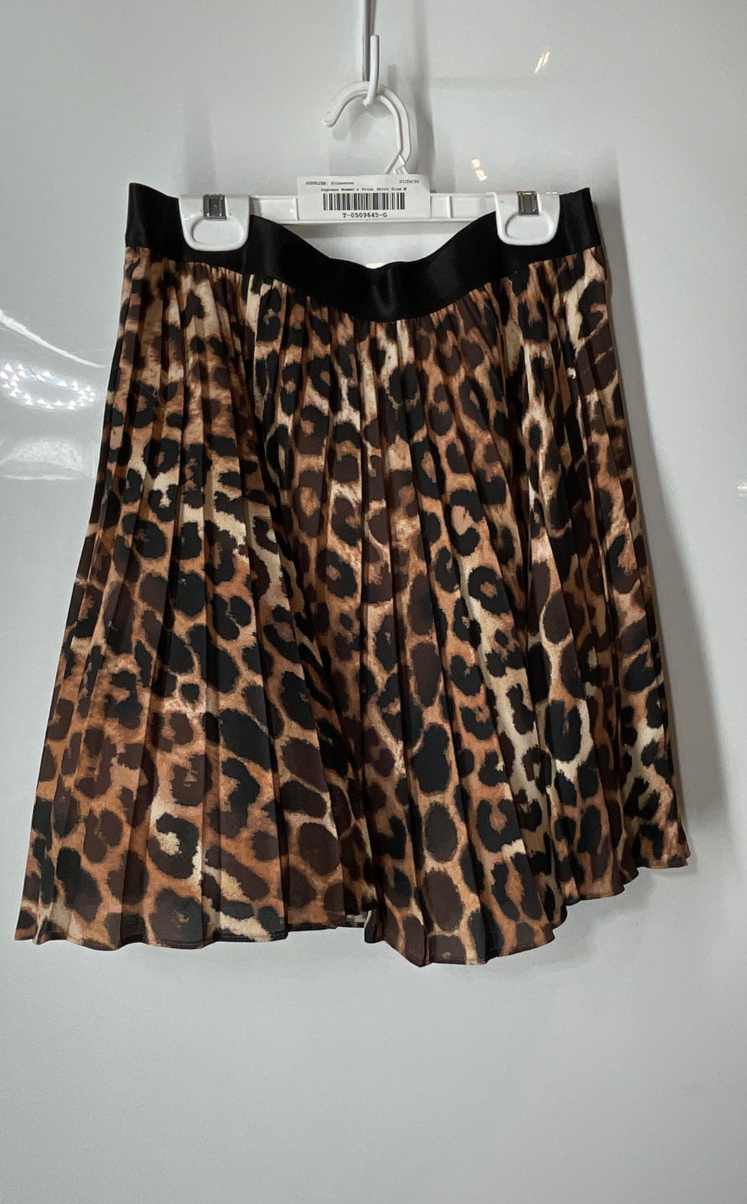 Express Womens Brown Black Animal Print Elastic Waist Pleated Skirt Size Medium