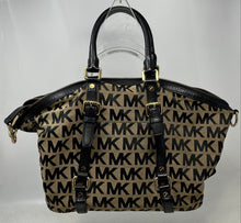 Load image into Gallery viewer, Michael Kors Womens Bedford Brown Monogram Print Top Handle Satchel Purse
