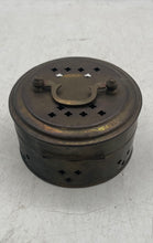 Load image into Gallery viewer, Brass-Tone Locking Latch Carry Handle Round Shape Incense Cricket Box
