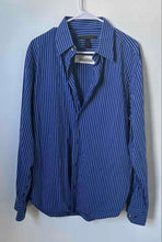Load image into Gallery viewer, Express Design Studio Mens Blue Striped Modern Fit Long Sleeve Dress Shirt Sz L

