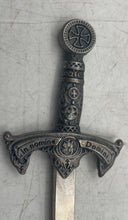 Load image into Gallery viewer, Jardiance Duo Miniature Templar Sword In Nomine Domini Silver Tone Letter Opener
