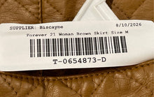Load image into Gallery viewer, Forever 21 Womens Brown Quilted Slit Back-Zip Mini Skirt Size Medium
