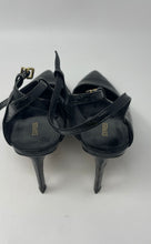 Load image into Gallery viewer, Express Womens Black Faux Leather Pointed Toe Stiletto Slingback Heels Size 9M

