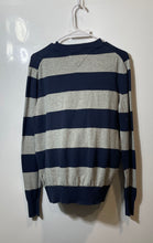 Load image into Gallery viewer, Tommy Hilfiger Mens Navy Gray Striped Crew Neck Ribbed Hem Pullover Sweater Sz S
