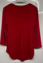 Load image into Gallery viewer, Dana Buchman Womens Red Long Sleeve V-Neck Casual Blouse Top Size Small
