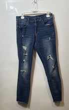Load image into Gallery viewer, Aeropostale Womens Blue Denim Flex Effects Raw Hem Super Skinny Jeans Size 29/32

