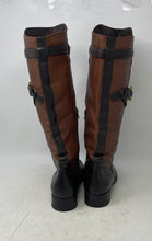 Load image into Gallery viewer, Unbranded Womens Black Brown Leather Round Toe Knee High Riding Boots Size 8
