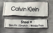 Load image into Gallery viewer, Calvin Klein Mens Gray Long Sleeve Slim Fit Wrinkle Free Dress Shirt Size XL
