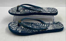 Load image into Gallery viewer, Authentic Tory Burch Womens Blue White Flip Flop Sandals Size 6-7 Damaged
