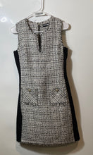 Load image into Gallery viewer, Karl Lagerfeld Womens Black White Tweed Sleeveless Notch Neck Sheath Dress Sz 2
