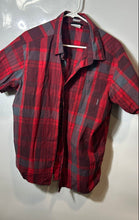 Load image into Gallery viewer, Columbia Mens Red Plaid Short Sleeve Spread Collar Button-Up Shirt Size Large
