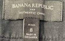 Load image into Gallery viewer, Banana Republic Womens Black Flat Front Belted Stretch Authentic Chino Pants 8P
