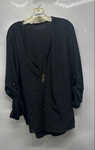 Load image into Gallery viewer, Michael Kors Womens Black Long Sleeve Zipper Blouse Top Size Large
