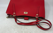 Load image into Gallery viewer, Antonio Melani Womens Red Leather Inner Pockets Double Handle Tote Handbag
