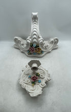 Load image into Gallery viewer, Lot Of 2 Pcs White Floral Porcelain Home Decoration Wall Shelf And Candle Holder
