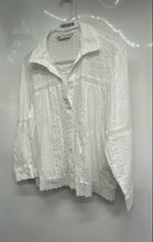 Load image into Gallery viewer, Zara Womens White Long Sleeve Lace Collared Button Front Blouse Top Size M
