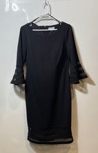 Load image into Gallery viewer, Calvin Klein Womens Black Indigo Illusion Sleeve Back Zip Sheath Dress Size 10
