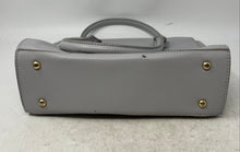Load image into Gallery viewer, C Womens Gray Floral Leather Bottom Studs Inner Pockets Top Handle Satchel Bag
