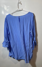 Load image into Gallery viewer, Ann Taylor Womens Light Blue 3/4 Bell Sleeve Round Neck Blouse Top Size L
