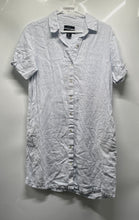 Load image into Gallery viewer, Tahari Womens White Blue Striped Linen Collared Button Front Shirt Dress Size S
