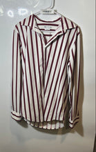 Load image into Gallery viewer, Zara Mens White Red Striped Printed Long Sleeve Slim Fit Button-Up Shirt Size M
