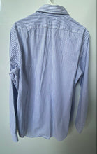 Load image into Gallery viewer, Calvin Klein Mens White Blue Plaid Long Sleeve Dress Shirt Size 16 34/35
