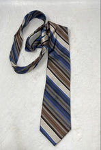 Load image into Gallery viewer, Calvin Klein Mens Multicolor Striped Silk Keeper Loop Adjustable Pointed Tie
