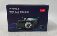 Load image into Gallery viewer, Orskey S800 Black 1080P Dual Dash Camera With Accessories Not Tested
