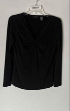 Load image into Gallery viewer, New York &amp; Company Womens Black Long Sleeve Front Knotted Blouse Top Size S
