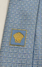 Load image into Gallery viewer, Versace Mens Blue Printed Keeper Loop Adjustable Pointed Tie
