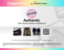 Load image into Gallery viewer, Authentic Tory Burch Womens Blue Leather Peep Toe Pump Heels Size 10M Damaged
