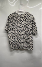 Load image into Gallery viewer, Oscar De La Renta Womens Black White Floral Short Sleeve Blouse Top Size 16
