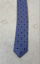 Load image into Gallery viewer, Hugo Boss Mens Blue Silk Printed Keeper Loop Adjustable Pointed Tie
