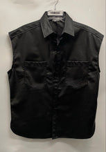 Load image into Gallery viewer, Asos Design Mens Black Sleeveless Button Front Biker Vest Jacket Size Medium
