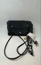 Load image into Gallery viewer, Anne Klein Womens Black Gold-Tone Leather Inner Pockets Shoulder Bag w/ Tags

