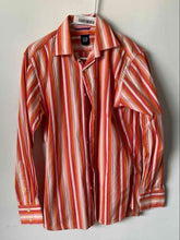 Load image into Gallery viewer, Gap Mens Multicolor Striped Long Sleeve Collared Dress Shirt Size S 14-14.5

