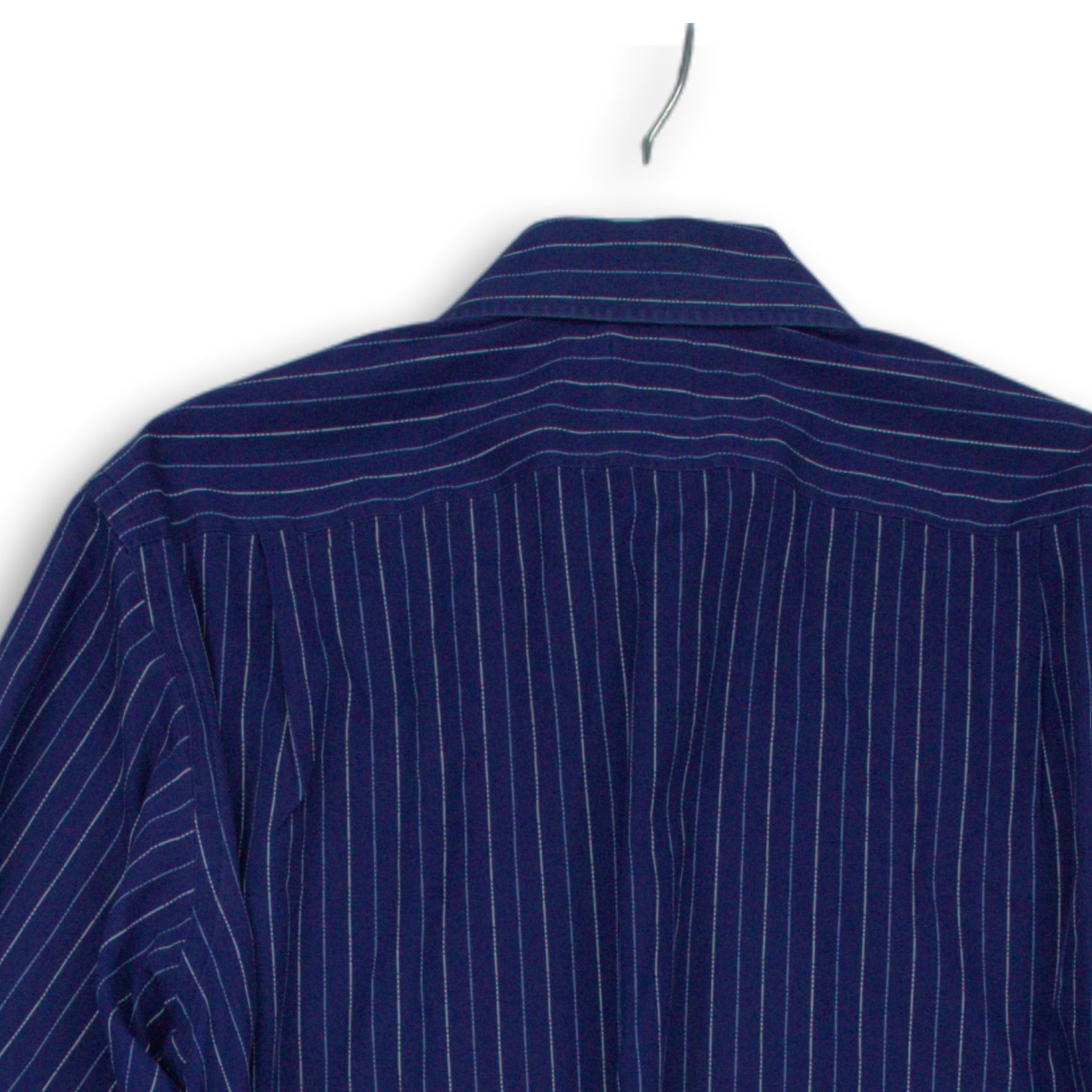 Lacoste Mens Blue White Striped Pocket Long Sleeve Dress Shirt Size 42 ...
