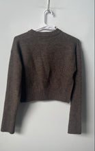 Load image into Gallery viewer, Zara Womens Brown Knitted Long Sleeve Cropped Cardigan Sweater Size XS
