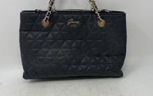 Load image into Gallery viewer, Guess Womens Black Leather Chain Strap Inner Pockets Bottom Studs Tote Bag
