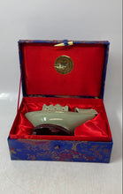 Load image into Gallery viewer, Antique Yi Lin Arts &amp; Treasures Green Celadon Inkstone Water Dropper Boat W/ Box
