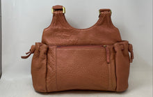 Load image into Gallery viewer, Adrienne Vittadini Womens Light Brown Pebbled Leather Magnetic Shoulder Handbag
