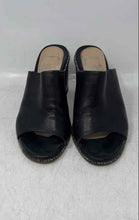 Load image into Gallery viewer, Ma &amp; Lo Womens Black Leather Slip-On Open Toe Block Mule Heels Size EUR 37
