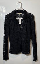 Load image into Gallery viewer, LOFT Womens Black Long Sleeve Collared Button Front Blouse Top Size M With Tag
